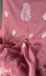 将图像加载到图库查看器中， Women&#39;s Lakhnavi Handcrafted Unstitched Faux-Georgette Chikankari Suit Material - HONC0263369
