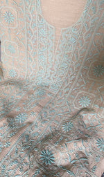 Load image into Gallery viewer, Women's Lakhnavi Handcrafted Mul Chanderi Unstitched Chikankari Full Suit - HONC0334733