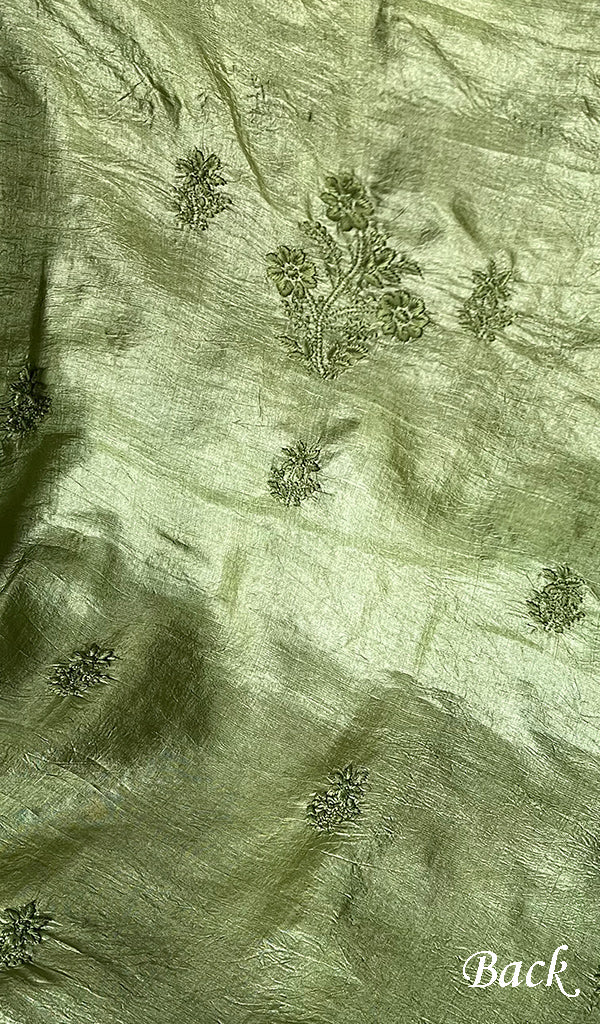 Women's Lakhnavi Handcrafted Tussar Silk Chikankari Full Suit Material -  HONC0269545