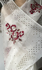 Load image into Gallery viewer, Women&#39;s Lucknowi Handcrafted Pure Organza Silk Chikankari Saree - HONC0329244
