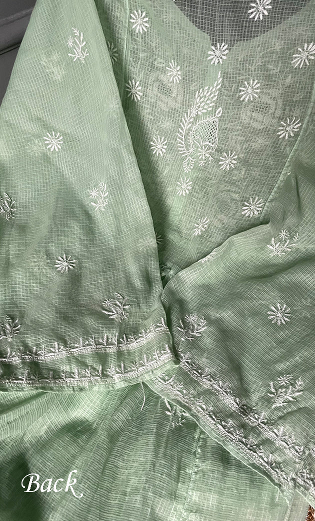 Sehmat Women's Lakhnavi Handcrafted Kota Cotton Semi -Stitched Kurta And Dupatta Set- HONC0301707
