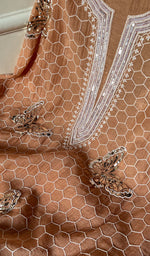 Load image into Gallery viewer, Haaniya Women&#39;s Lakhnavi Handcrafted Mul Chanderi Unstitched Kurta And Dupatta Set - HONC0260573
