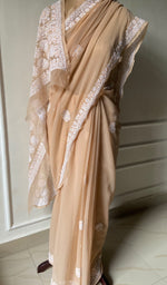 Load image into Gallery viewer, Women&#39;s Lakhnavi Handcrafted Faux-Georgette Chikankari Saree - HONC0228984
