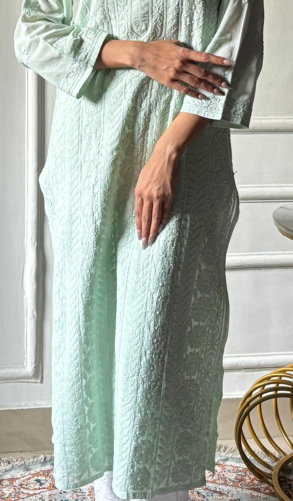 Women's Lakhnavi Handcrafted Cotton Chikankari Kurti - HONC0337466