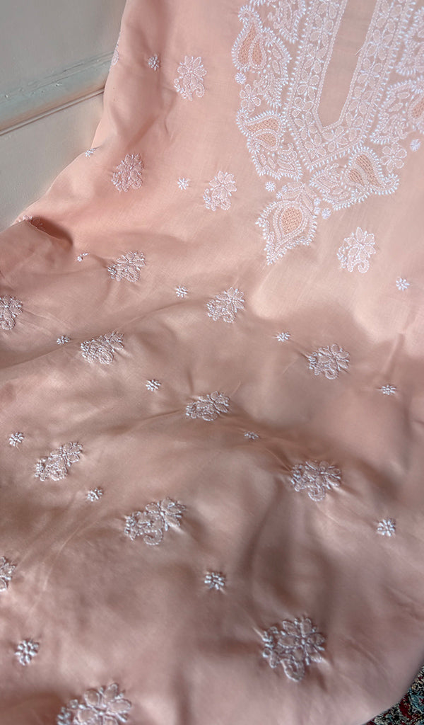 Women's Lakhnavi Handcrafted Cotton Unstitched Chikankari Suit Material - HONC0374500