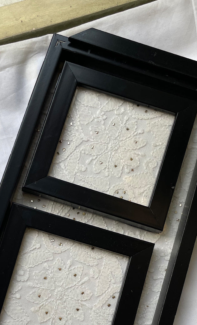 Handcrafted Chikankari Tray with Two Coasters – Wooden Frame - HONC0269376