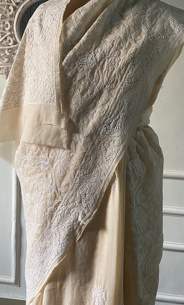Women's Lakhnavi Handcrafted Cotton Chikankari Saree - HONC0317302