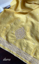 Load image into Gallery viewer, Lucknowi Handcrafted Munga Silk Chikankari Unstitched Men&#39;s Kurta Fabric - HONC0327310
