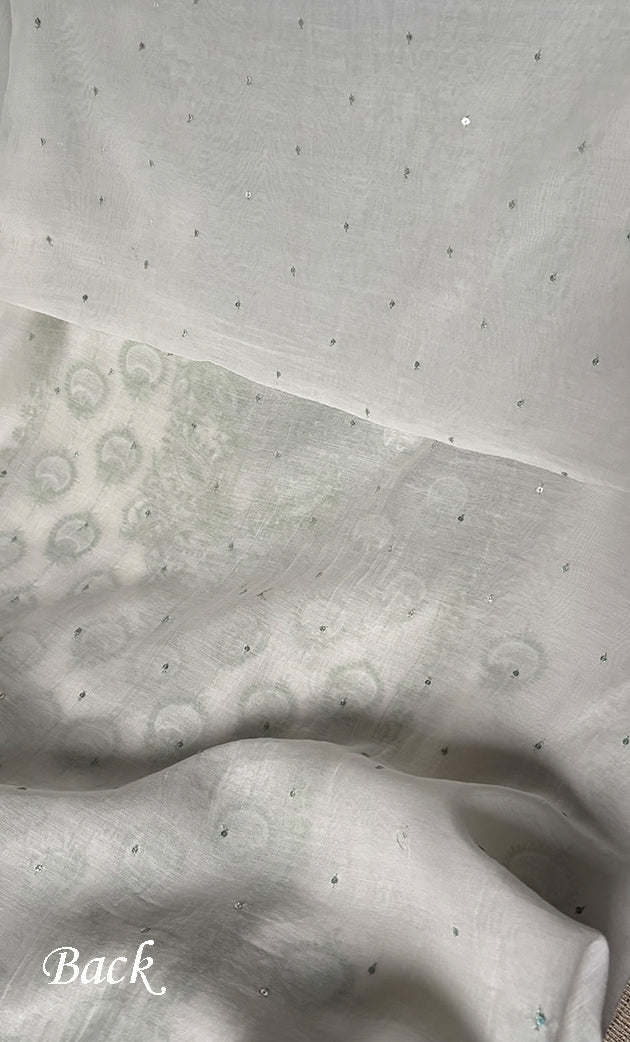 Women's Lakhnavi Handcrafted Unstitched Mul Chanderi Kurta And Dupatta Set - HONC0324069