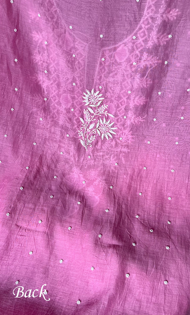 Jazba Women's Lakhnavi Handcrafted Mul Chanderi UnStitched Kurta And Dupatta Set - HONC0301688