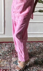 Load image into Gallery viewer, Amreena Women's Lakhnavi Handcrafted Chanderi Silk Chikankari Top And Pant Set - HONC0322958