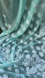 Load image into Gallery viewer, Women&#39;s Lakhnavi Handcrafted Faux-Georgette Chikankari Saree - HONC0188878
