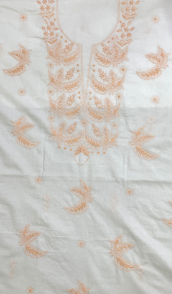 Women's Lakhnavi Handcrafted Cotton Chikankari Unstitched Kurti Fabric - HONC0199268