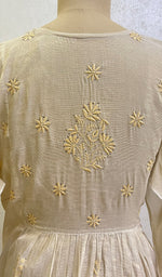 Load image into Gallery viewer, Women&#39;s Lakhnavi Handcrafted Tissue Chanderi Chikankari Semi Stitched Kurta And Dupatta Set- HONC0113787
