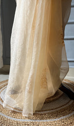 Load image into Gallery viewer, Women&#39;s Lucknowi Handcrafted Pure Organza Silk Chikankari Saree - HONC0268557
