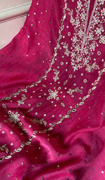 Load image into Gallery viewer, Women's Lakhnavi Handcrafted Mul Chanderi Unstitched Chikankari Full Suit - HONC0364041