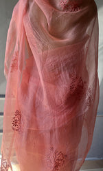 Load image into Gallery viewer, Amna Women&#39;s Lucknowi Handcrafted Pure Organza Silk Chikankari Saree - HONC0283197
