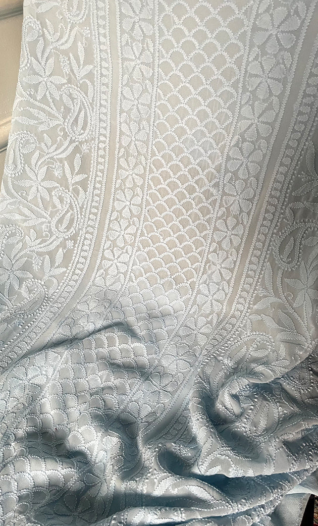 Women's Lakhnavi Handcrafted Viscose Georgette Chikankari Full Suit Material - HONC0317918