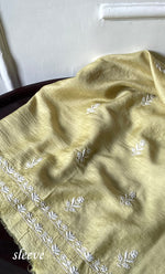 Load image into Gallery viewer, Women's Lakhnavi Handcrafted Munga Silk Chikankari Unstitched Kurti Fabric - HONC0316124