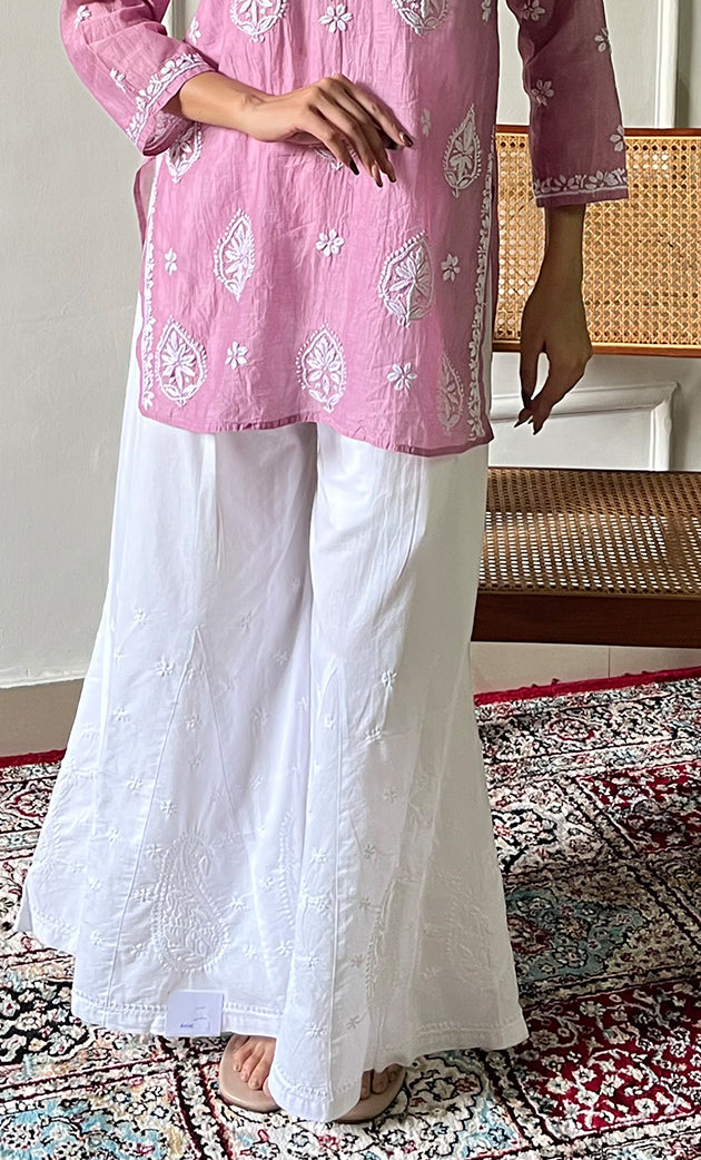 Ishani Women's Lakhnavi Handcrafted Mul Chanderi Chikankari Top - HONC0325406