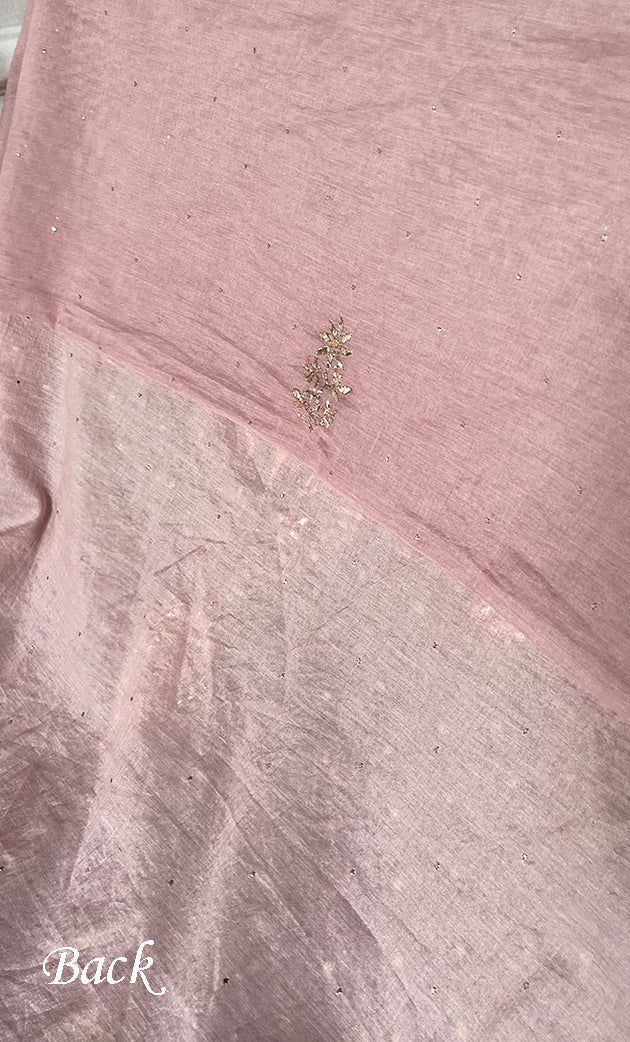 Women's Lakhnavi Handcrafted Mul Chanderi Unstitched Kurta And Dupatta Set - HONC0289416