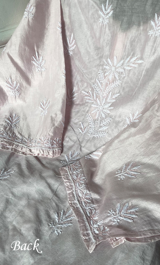 Women's Lakhnavi Handcrafted Chanderi Silk Semi - Stitched Kurta And Dupatta Set - HONC0312994