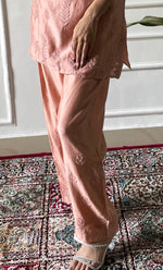 将图像加载到图库查看器中， Amreena Women's Lakhnavi Handcrafted Chanderi Silk Chikankari Top And Pant Set - HONC0308126