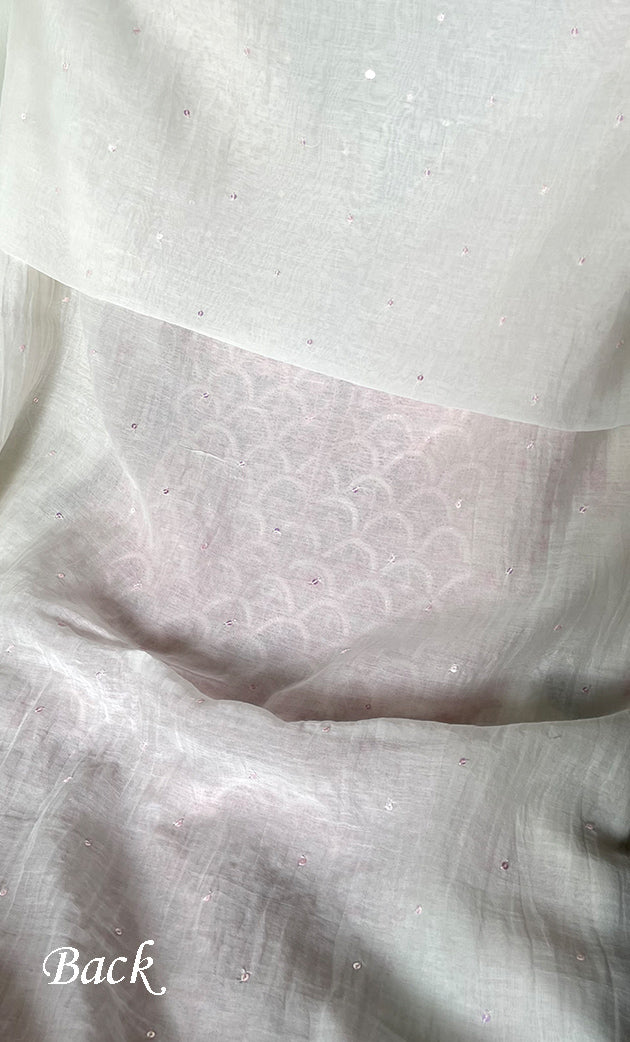 Women's Lakhnavi Handcrafted Mul Chanderi Unstitched Kurta And Dupatta Set- HONC0321260