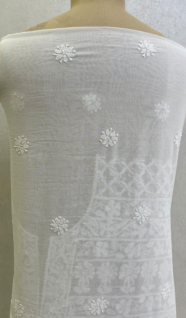 Women's Lakhnavi Handcrafted Cotton Chikankari Kurta With Dupatta Fabric - HONC0124994