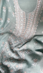Load image into Gallery viewer, Rishana Women's Lakhnavi Handcrafted Mul Chanderi Unstitched Kurta And Dupatta Set- HONC0322451