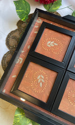 Load image into Gallery viewer, Chikankari Tray with Four Coasters - HONC0238658
