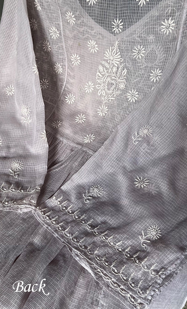 Sehmat Women's Lakhnavi Handcrafted Kota Cotton Semi - Stitched Angrakha And Dupatta Set- HONC0294480
