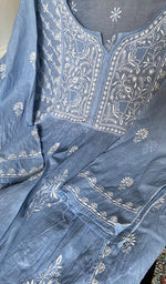 Load image into Gallery viewer, Women's Lakhnavi Handcrafted Mul Chanderi Unstitched Chikankari Full Suit - HONC0317048