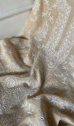 Load image into Gallery viewer, Women's Lakhnavi Handcrafted Tissue Chanderi Unstitched Kurta And Dupatta Set- HONC0352504