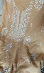 Load image into Gallery viewer, Women's Lakhnavi Handcrafted Mul Chanderi Unstitched Chikankari Full Suit Material - HONC0317046