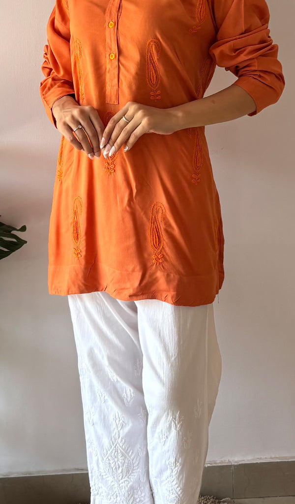 Aamna Women's Lakhnavi Handcrafted Cotton Chikankari Top - HONC0325760