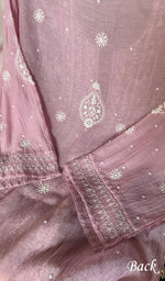 将图像加载到图库查看器中， Women's Lakhnavi Handcrafted Mul Chanderi Semi - Stitched Chikankari Full Suit Material - HONC0360100