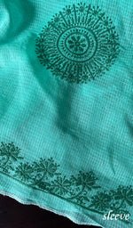Load image into Gallery viewer, Women&#39;s Lakhnavi Handcrafted Kota Cotton Chikankari Unstitched Kurti Fabric - HONC031312
