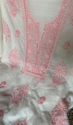 将图像加载到图库查看器中， Women's Lakhnavi Handcrafted Chanderi Silk Unstitched Kurta And Dupatta Set - HONC0329228