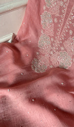 将图像加载到图库查看器中， Women's Lakhnavi Handcrafted Mul Chanderi Unstitched Kurta And Dupatta Set- HONC0363910