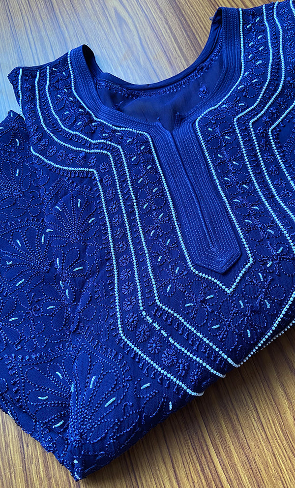 Blue Chikan Kurti