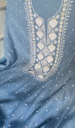 Load image into Gallery viewer, Jazba Women's Lakhnavi Handcrafted Mul Chanderi UnStitched Kurta And Dupatta Set - HONC0370173