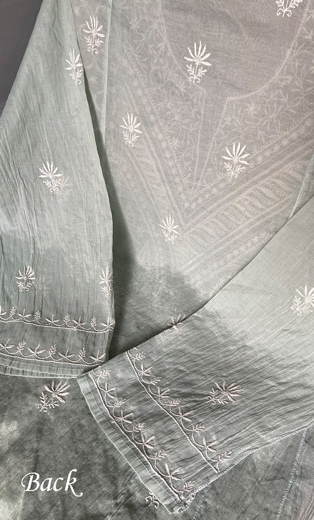 Women's Lakhnavi Handcrafted Mul Chanderi Semi - Stitched Kurta And Dupatta Set - HONC0304457