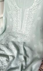 Load image into Gallery viewer, Women&#39;s Lakhnavi Handcrafted Viscose Georgette Chikankari Full Suit Material - HONC0312589
