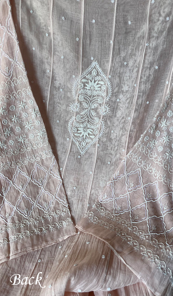Maira Women's Lakhnavi Handcrafted Mul Chanderi Semi - Stitched Anarkali And Dupatta Set - HONC0298068