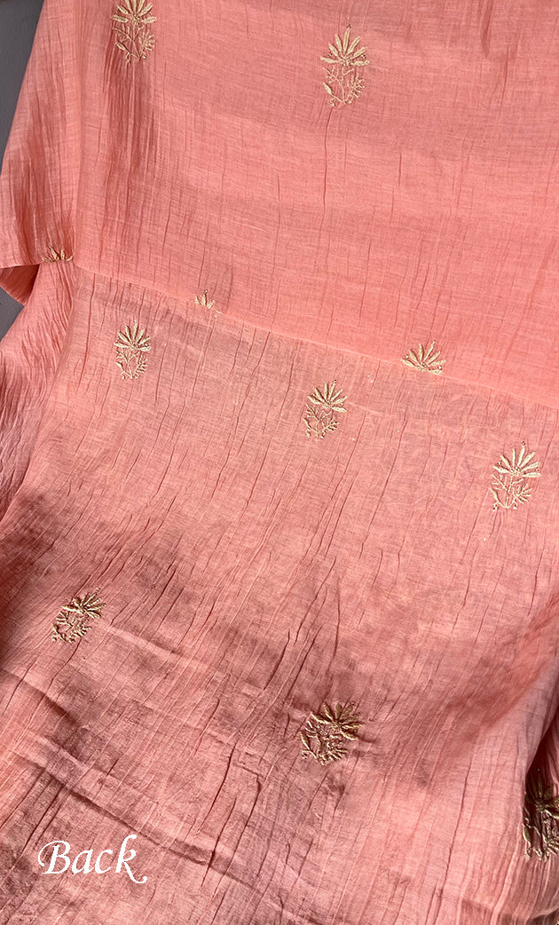 Women's Lakhnavi Handcrafted Mul Chanderi UnStitched Kurta And Dupatta Set - HONC0280877