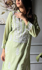 Load image into Gallery viewer, Women&#39;s Lakhnavi Handcrafted Kota Cotton Chikankari Kurti - HONC0305753
