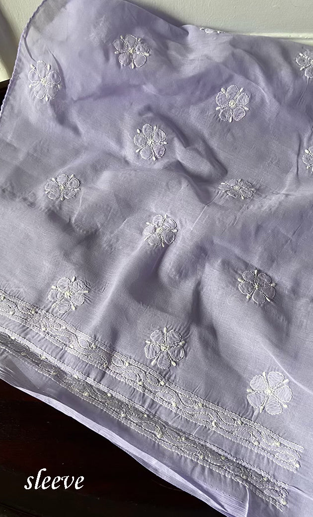 Women's Lakhnavi Handcrafted Cotton Chikankari Unstitched Kurti Fabric - HONC0318490