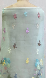 将图像加载到图库查看器中， Women&#39;s Lakhnavi Handcrafted Pure Organza Chikankari Unstitched Kurta And Dupatta Set- HONC0209010
