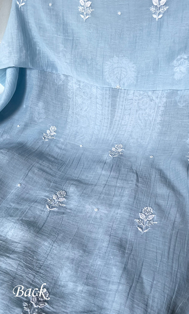 Women's Lakhnavi Handcrafted Unstitched Mul Chanderi Kurta And Dupatta Set - HONC0322456